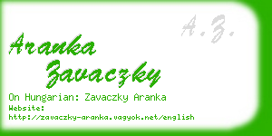 aranka zavaczky business card